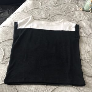 Black and white colorblock top